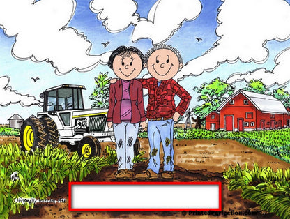 Farmer, Rancher Couple, (white tractor) - Friendly Folks - Snow Globe Gift
