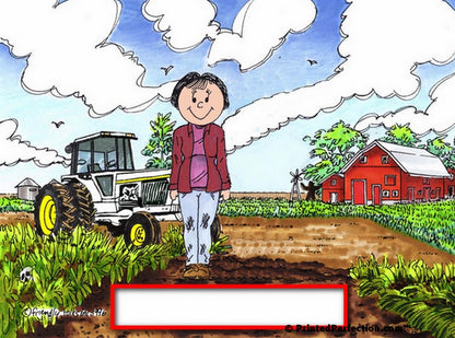 Farmer, Rancher, (white tractor) - Female - Friendly Folks Personalized Snow Globe