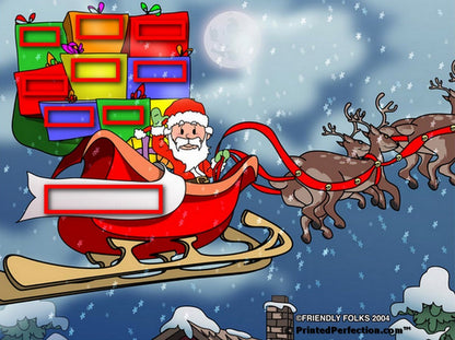 Christmas, Santa in Sleigh - Friendly Folks Personalized Snow Globe