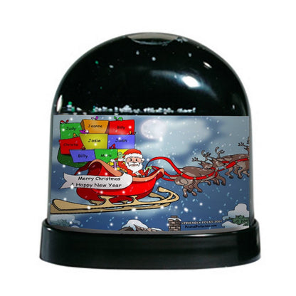 Christmas, Santa in Sleigh - Friendly Folks Personalized Snow Globe