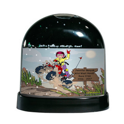 ATV - Four Wheeler Rider, Female - Friendly Folks Personalized Snow Globe