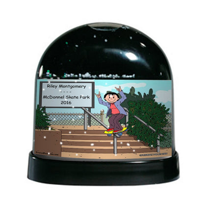 Skateboarding, Skateboarder, Female - Friendly Folks Personalized Snow Globe