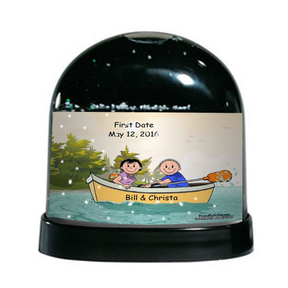 Rowboat, Couple - Friendly Folks Personalized Snow Globe