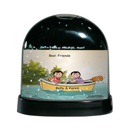 Rowboat Friends, 2 Females - Friendly Folks Personalized Snow Globe