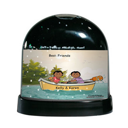 Rowboat Friends, 2 Females - Friendly Folks Personalized Snow Globe
