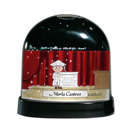 Graduation (white gown), Female - Friendly Folks - Snow Globe Gift