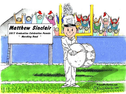 Bass Drum - Marching Band - White Uniform, Male - Friendly Folks image 0