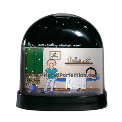 Massage Therapist, Male with Female Patient - Friendly Folks Personalized Snow Globe