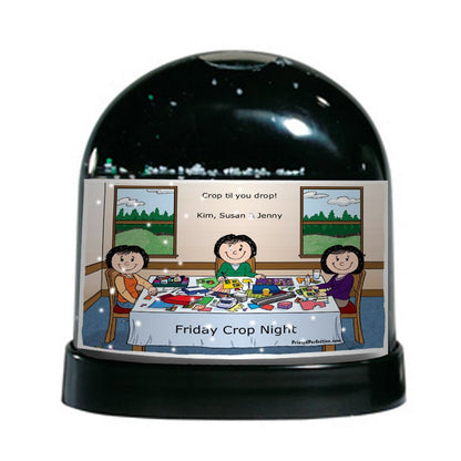 Scrapbooker, Scrapbooking, Crop Nite, 3 Females - Friendly Folks Personalized Snow Globe