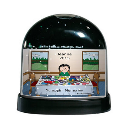 Scrapbooker, Scrapbooking, Female - Friendly Folks Personalized Snow Globe