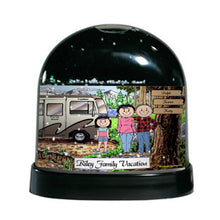 RV Lovers, Motorhome, Couple with 1 Girl - Friendly Folks Personalized Snow Globe
