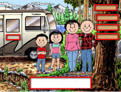 RV Lovers, Motorhome, Couple with 1 Boy & 1 Girl - Friendly Folks Personalized Snow Globe