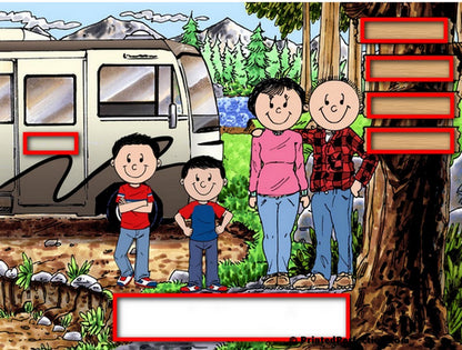 RV Lovers, Motorhome, Couple with 2 Boys - Friendly Folks Personalized Snow Globe