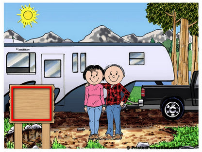 RV Lovers - Fifth Wheel Camper, Couple - Friendly Folks Personalized Snow Globe
