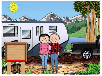 RV Lovers, Bumper Pull, Couple - Friendly Folks Personalized Snow Globe