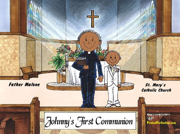 First Communion, Male Priest with Boy - Friendly Folks image 1
