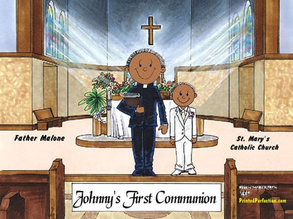 First Communion, Male Priest with Boy - Friendly Folks image 1