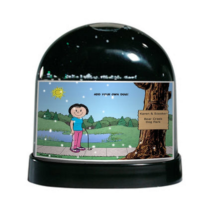 Dog Park, Dog Walker, Female - Friendly Folks Personalized Snow Globe