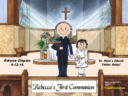 First Communion, Male Priest with Girl - Friendly Folks image 0