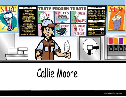 Ice Cream Store Worker, Female - NTT Personalized Snow Globe