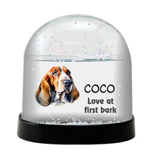 Basset Hound Dog Watercolor Bust Personalized Snow Globe