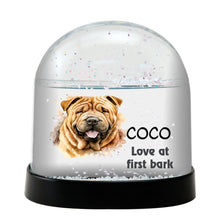 Chinese Sharpei Dog Watercolor Bust Personalized Snow Globe