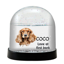 English Cocker Spaniel Dog Watercolor Bust Personalized Snow Globe