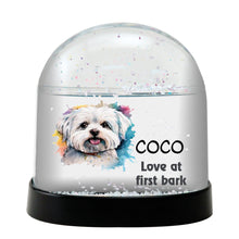 Maltese Dog Watercolor Bust Personalized Snow Globe
