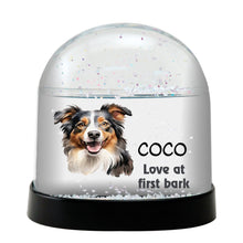 Miniature American Shepherd Dog Watercolor Bust Personalized Snow Globe