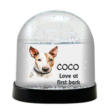 Miniature Bull Terrier Dog Watercolor Bust Personalized Snow Globe