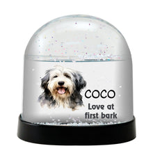 Old English Sheepdog Dog Watercolor Bust Personalized Snow Globe