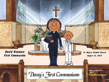 First Communion, Female Priest with Boy - Friendly Folks image 1