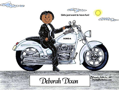 Motorcycle Lover - White Bike, Female - Friendly Folks image 1