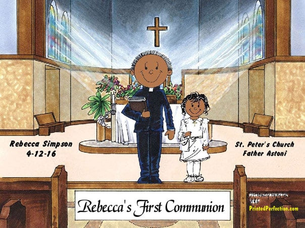 First Communion, Male Priest with Girl - Friendly Folks image 1