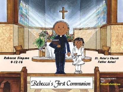 First Communion, Male Priest with Girl - Friendly Folks image 1