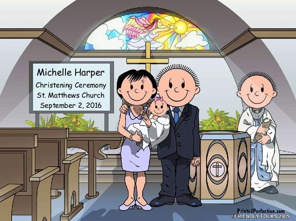 Baptism, Couple with Female Baby - Friendly Folks image 0