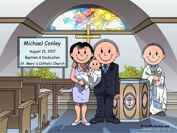 Baptism, Couple with Male Baby - Friendly Folks image 0