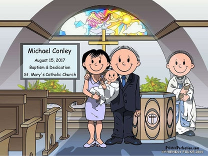 Baptism, Couple with Male Baby - Friendly Folks image 0